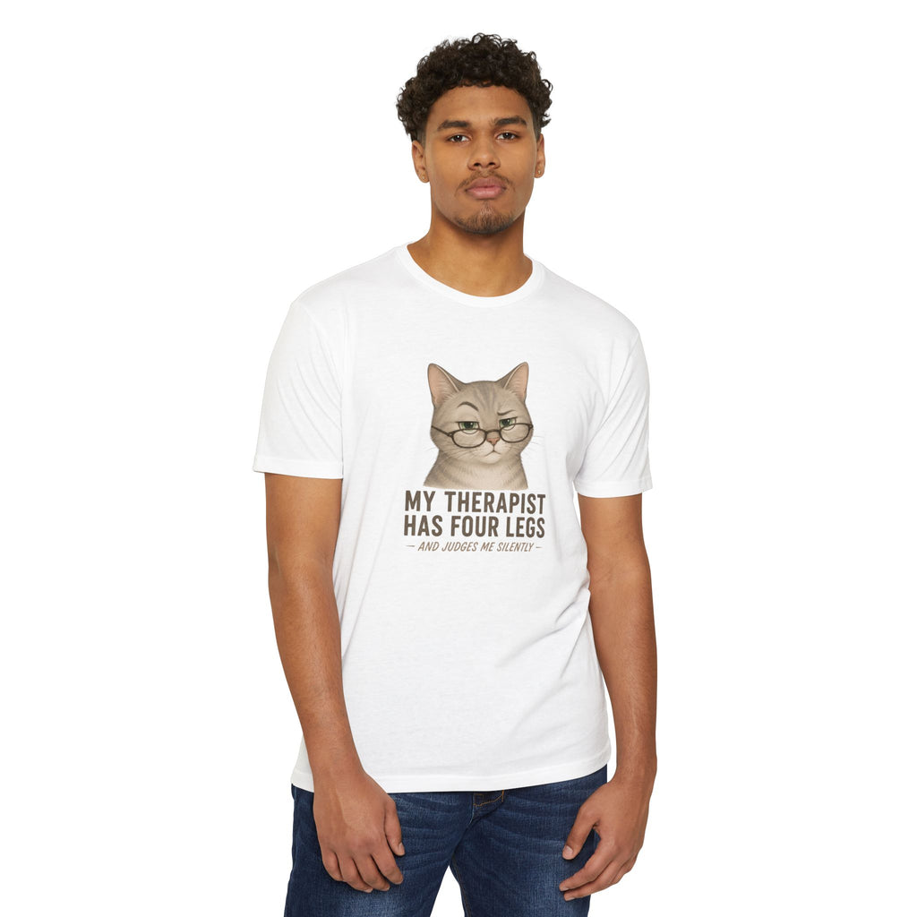 Pet Lover T-Shirt — "My Therapist Has Four Legs" Paw Print Tee