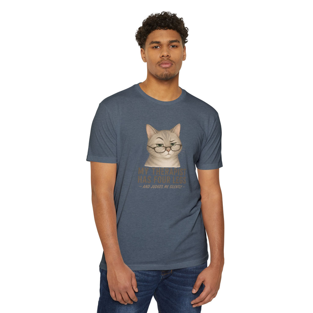 Pet Lover T-Shirt — "My Therapist Has Four Legs" Paw Print Tee