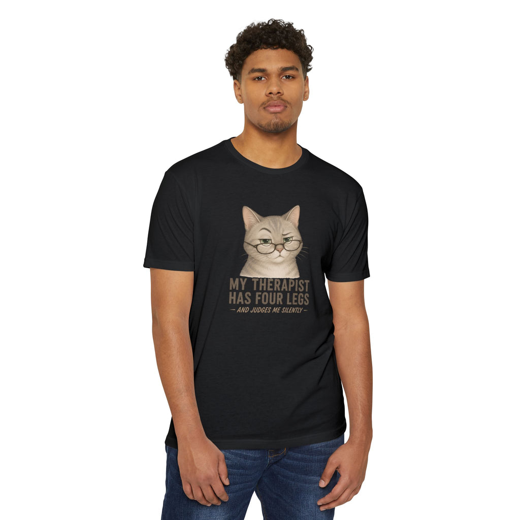 Pet Lover T-Shirt — "My Therapist Has Four Legs" Paw Print Tee