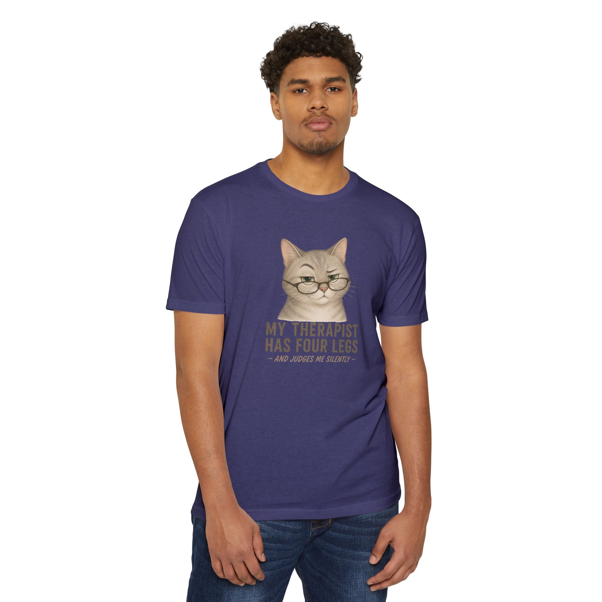 Pet Lover T-Shirt — "My Therapist Has Four Legs" Paw Print Tee