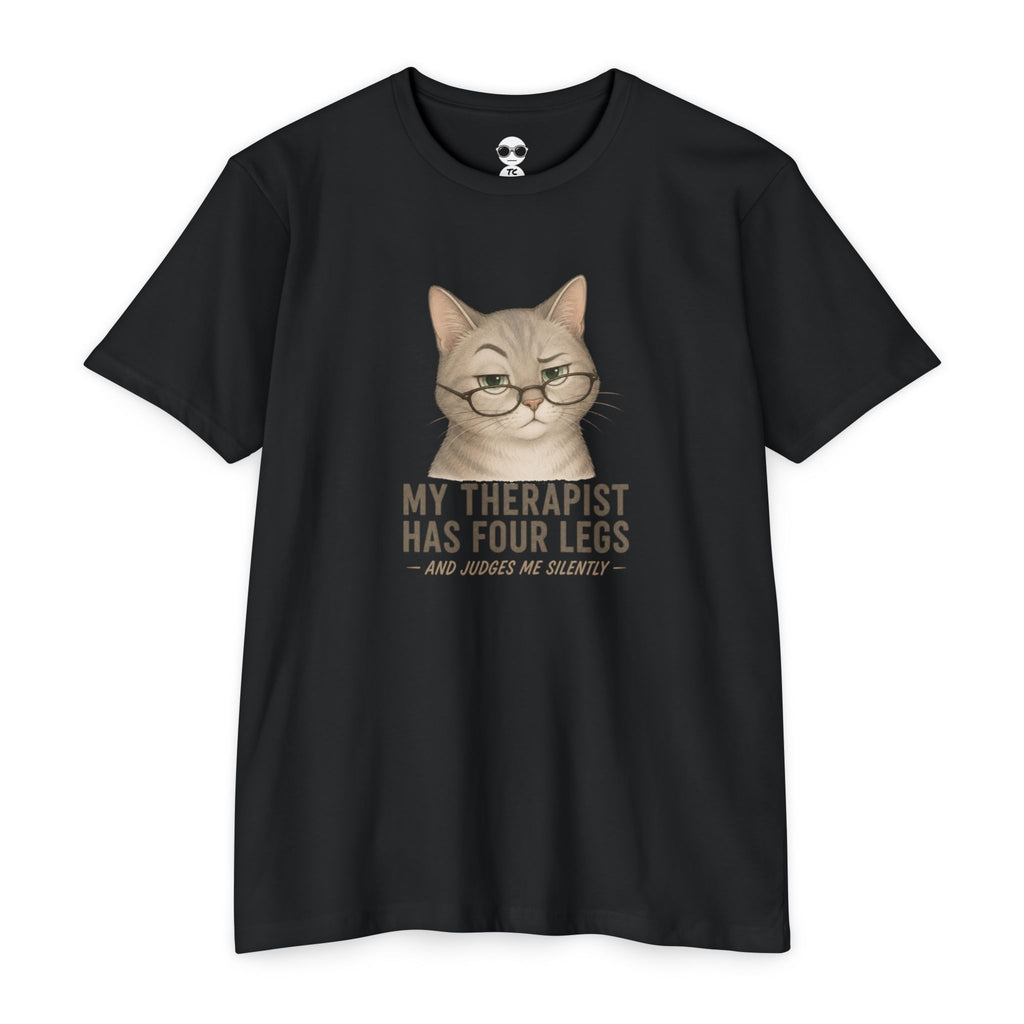 Pet Lover T-Shirt — "My Therapist Has Four Legs" Paw Print Tee